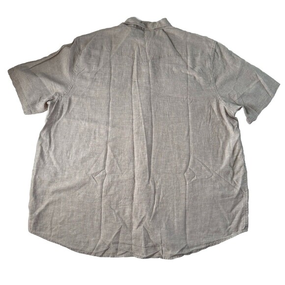 Lucky Brand Shirt Mens Size XL Short Sleeve Snap Button Linen Blend Beige NWT - Picture 2 of 15